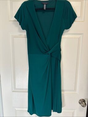 Laundry By Shelli Segal Emerald Green Knot-Front Midi Dress Size 10